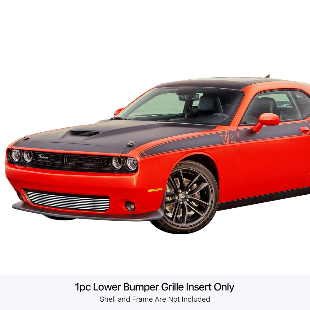 Polished Stainless Steel Lower Billet Grille for Dodge Challenger (2015-2023) - No Adaptive Cruise Control - Enhances Front-End Style & Protection for Street or Show Car