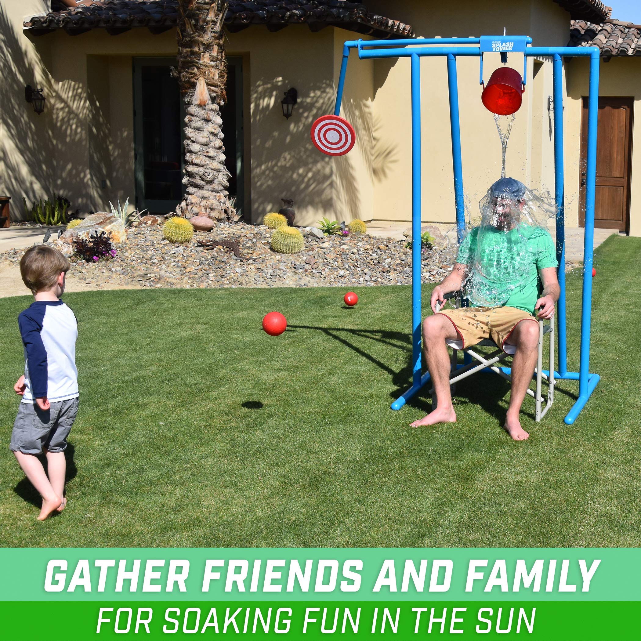 GoSports Splash Tower Water Dunk Game - Outdoor Water Dunk Tank for Kids & Adults - Fun Backyard Party Game for Summer, Pool, Beach & BBQ Events