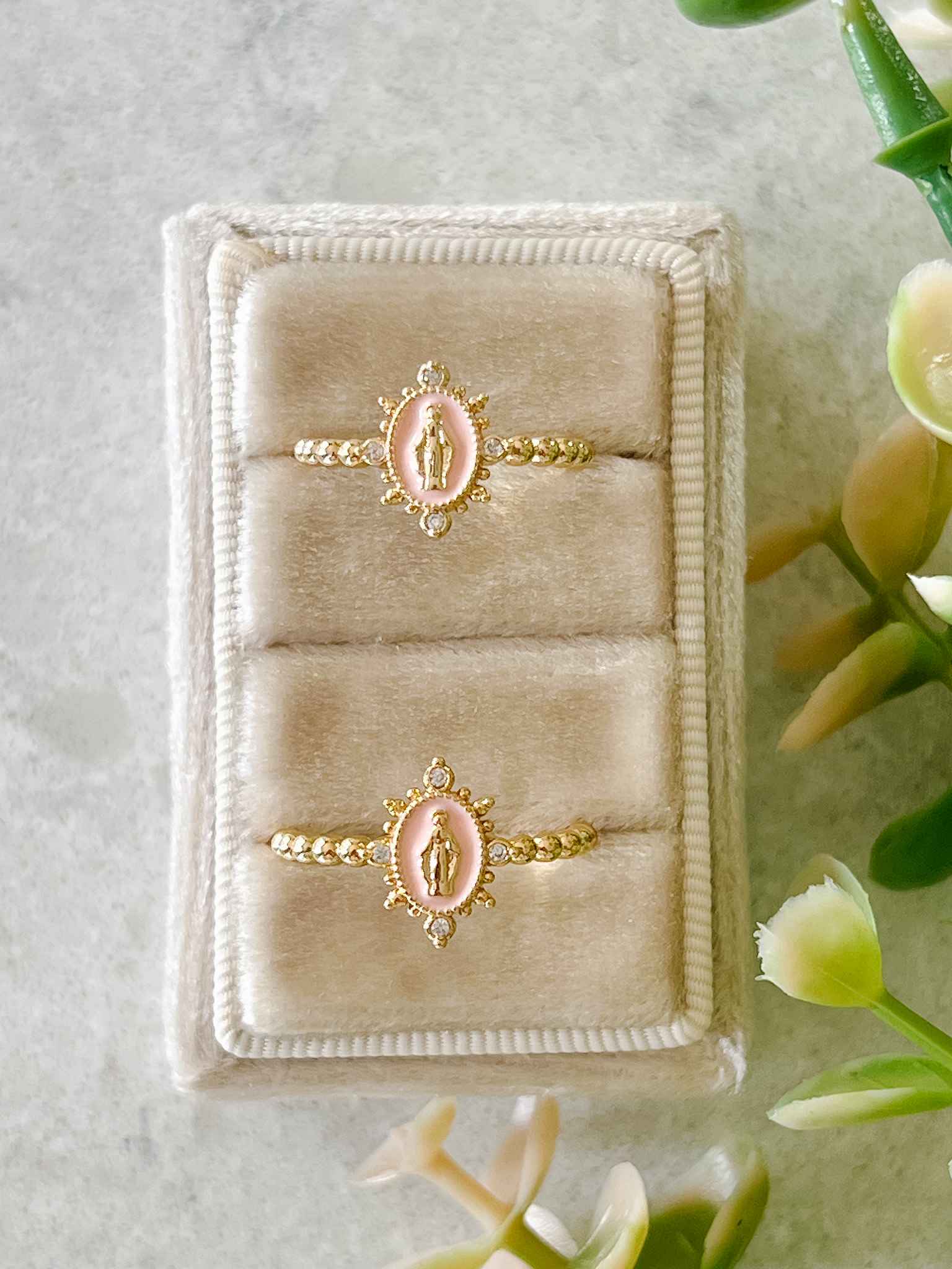 Heavenly Pink Lady Lourdes Ring - Elegant Religious Jewelry for Women, Perfect for Daily Wear, Church & Special Occasions