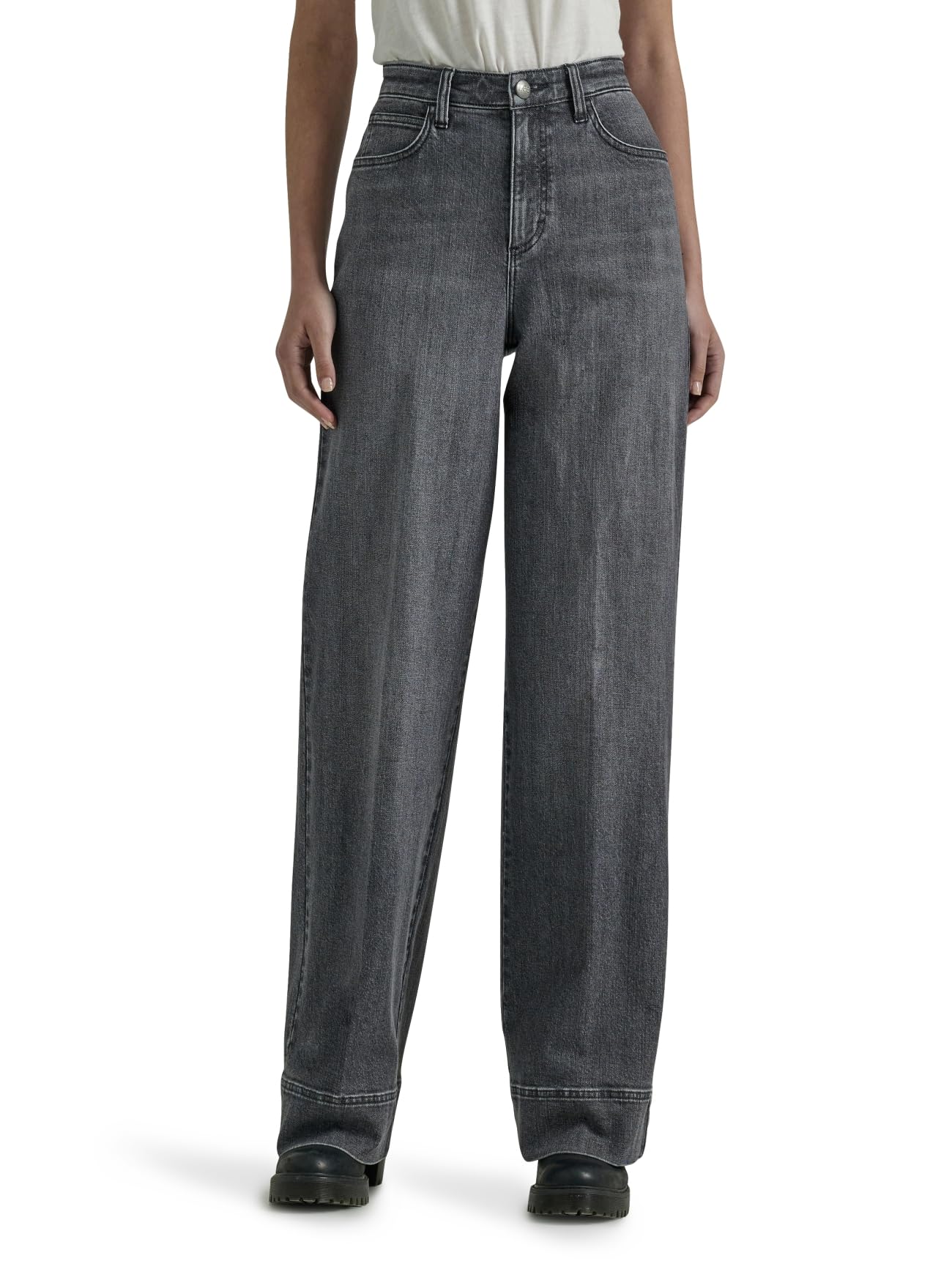 Lee Women's Legendary High Rise Straight Leg Trouser Jeans - Comfortable Stretch Denim Pants for Work, Office & Casual Wear