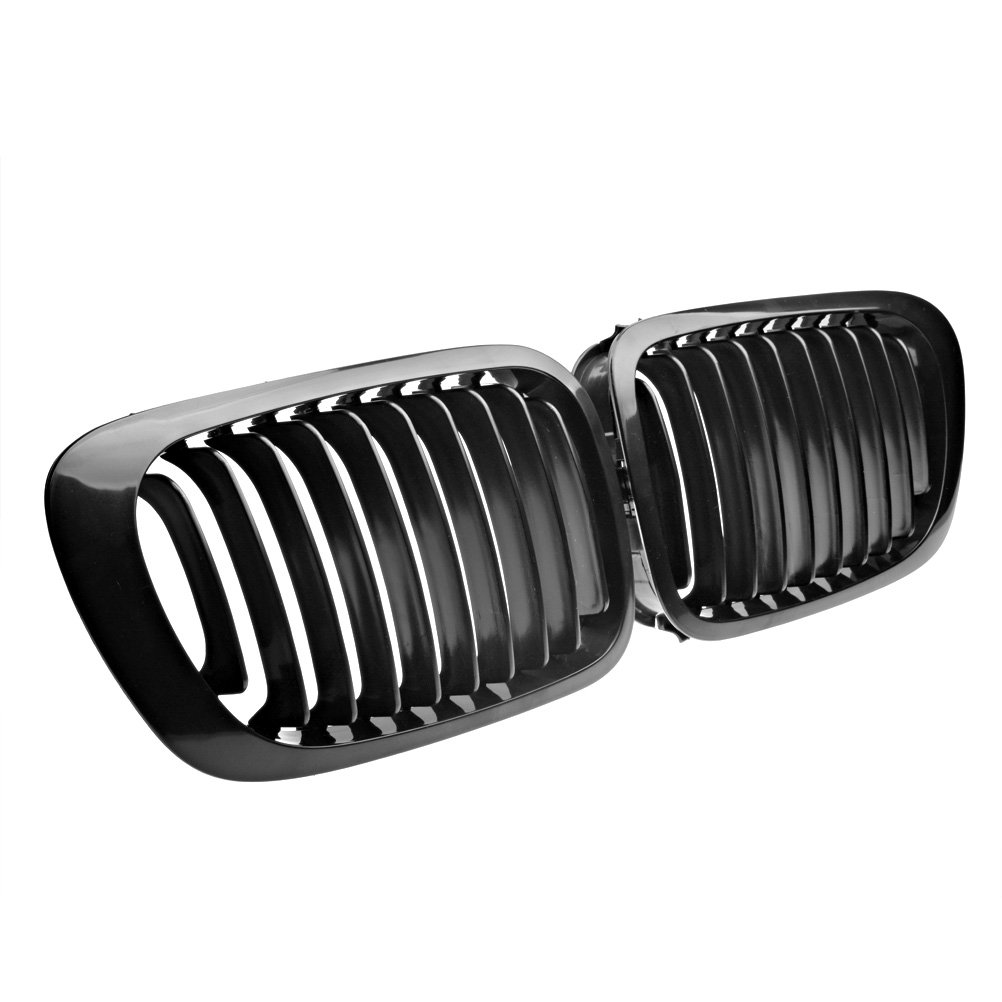 Astra Depot Compatible with E46 Kidney Grille Grill for 1999-2002 BMW 325Ci 330Ci 2-Door Coupe - Polished Black Replacement Part - Perfect for Car Enthusiasts & Auto Restoration Projects