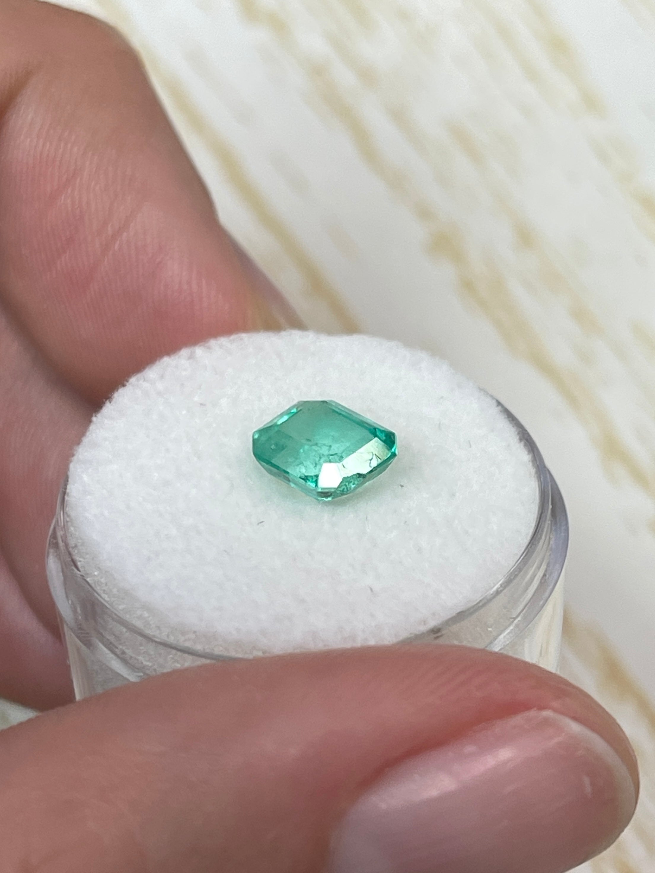 1.60 Carat 7.5x6.5mm Pastel Light Green Loose Colombian Emerald Gemstone - Emerald Cut for Jewelry Making, Engagement Rings & Fine Collections