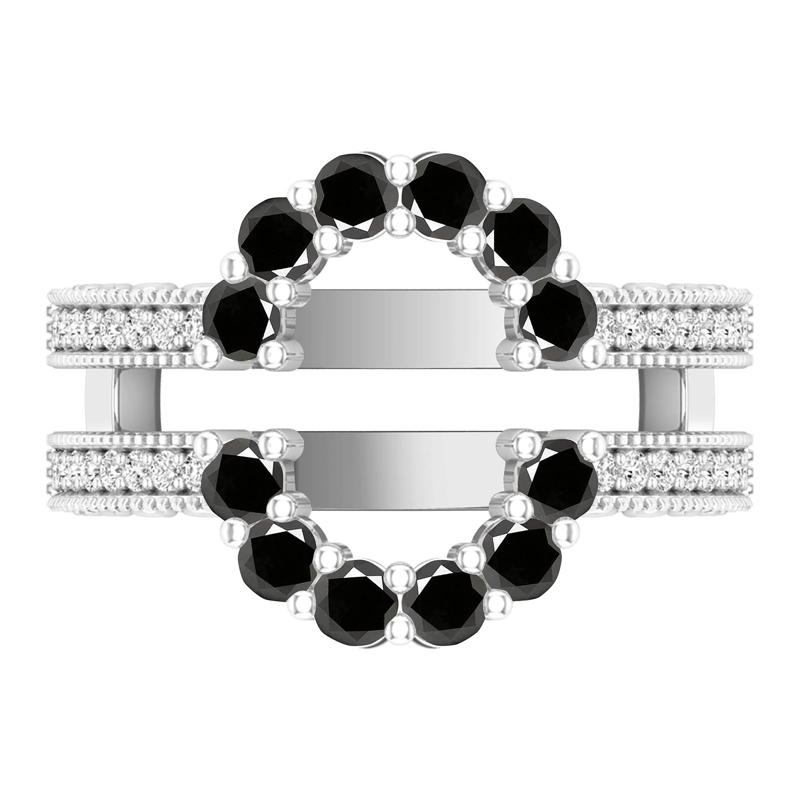 Dazzlingrock Collection Round Gemstone & White Diamond Women's Enhancer Guard Double Wedding Ring in 18K Solid White Gold – Perfect for Bridal Jewelry, Anniversary Gifts & Special Occasions