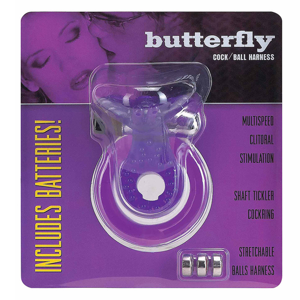 Butterfly Cock & Ball Harness Ring with Bullet Vibrator - Adjustable Strap for Enhanced Pleasure & Intimacy - Perfect for Couples & Solo Play