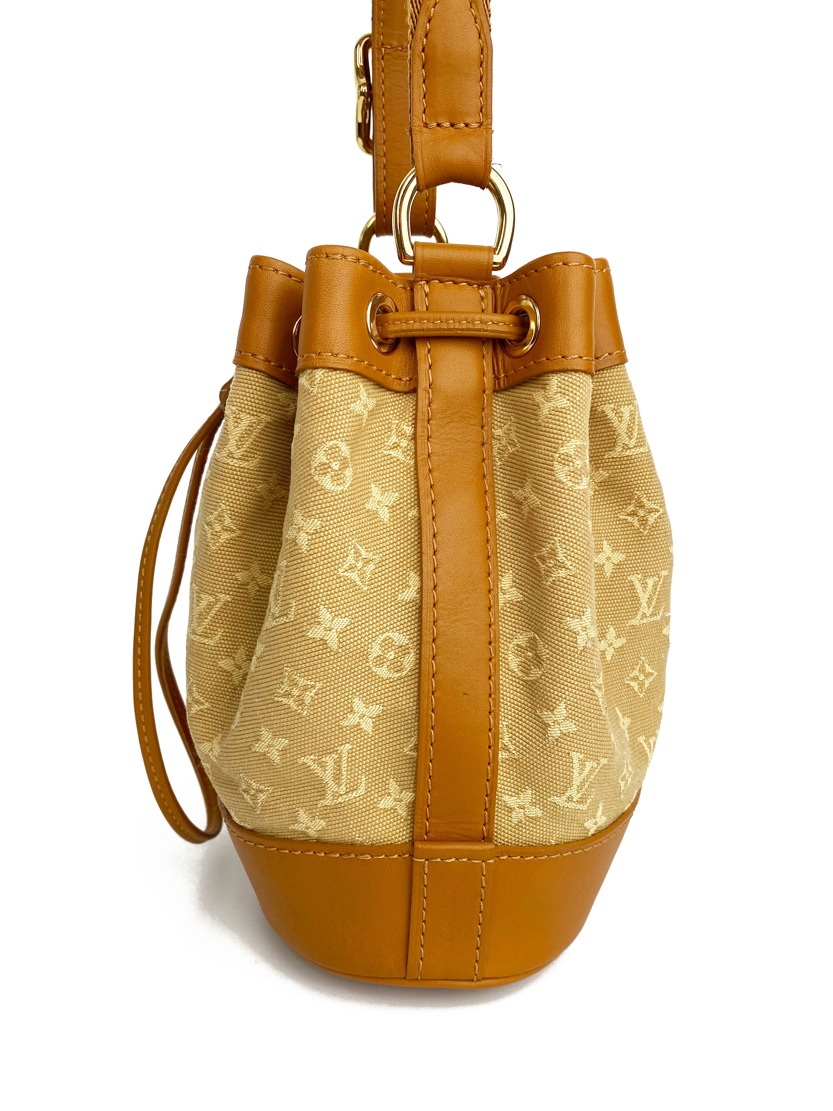 Authentic Louis Vuitton Mini Noelie Bucket Bag in Tan - Luxury Crossbody Handbag for Women, Perfect for Date Night & Travel Accessories
