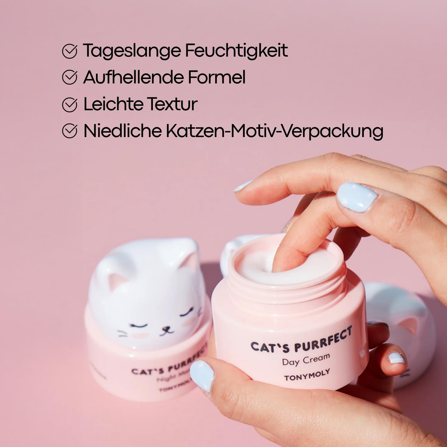 TONYMOLY Cat's Purrfect Day Cream - Lightweight Hydrating Face Moisturizer with Milk Protein for Soft & Glowing Skin, 50g - Perfect for Daily Skincare Routine & Dry Skin Relief