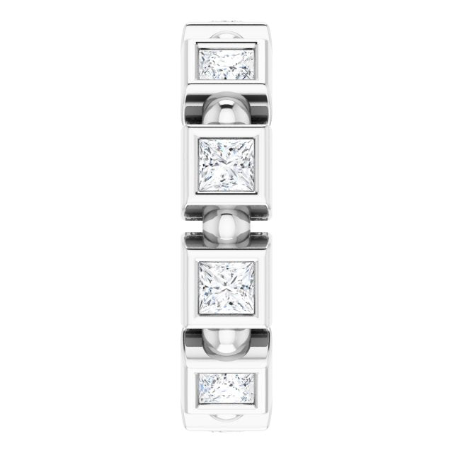 1.80 Carat Princess Cut Diamond Eternity Band Ring - Bezel Set Wedding Ring for Women, Perfect for Anniversary, Engagement & Special Occasions