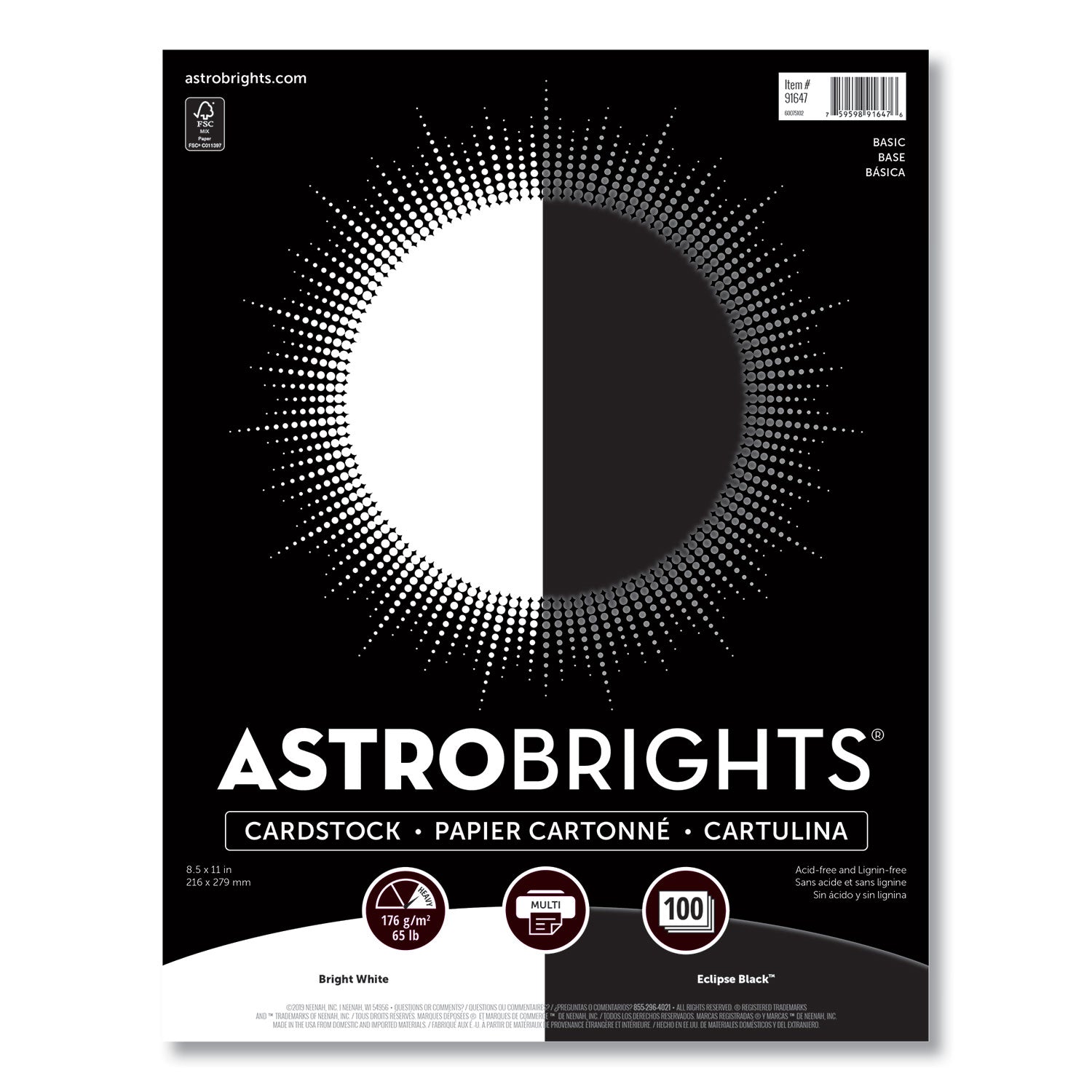 Astrobrights® Color Cardstock Paper - 65 lb Cover Weight, 8.5