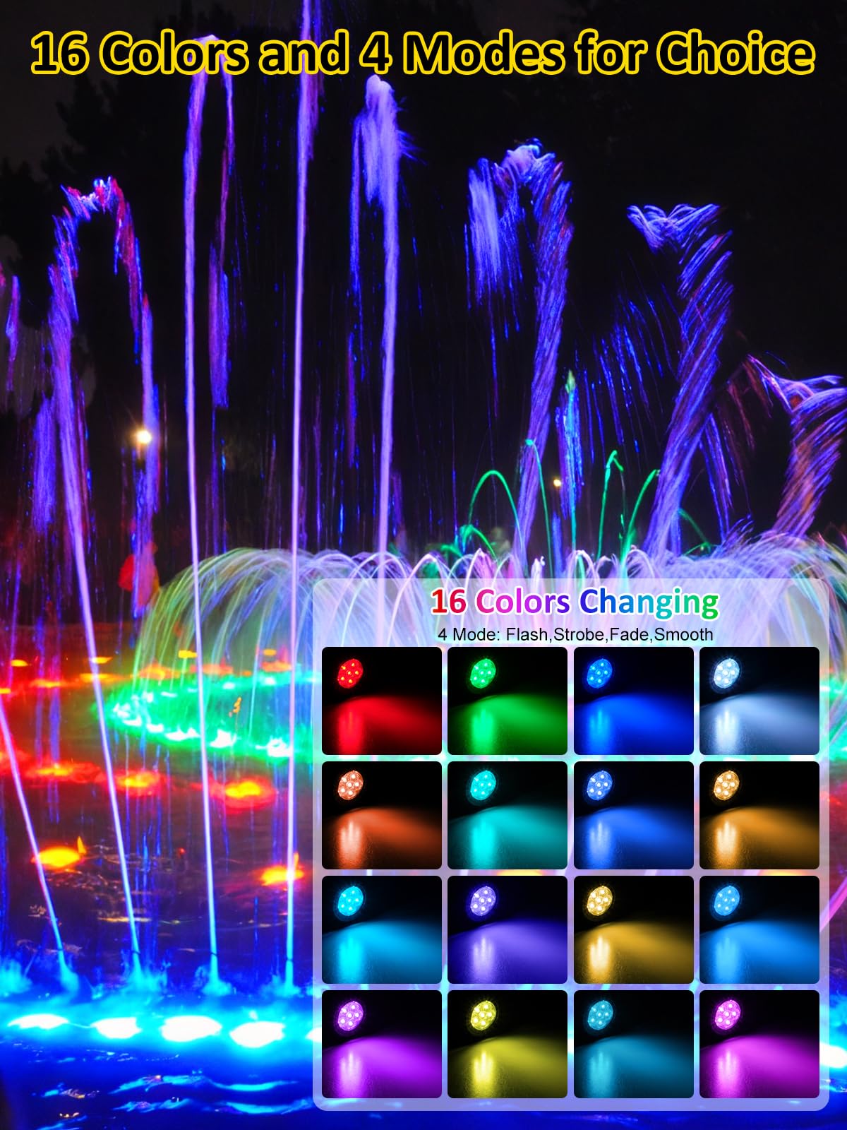 T-SUN 3-Head LED Underwater Pond Lights with Timer & Remote Control - IP68 Waterproof Submersible Fountain Lights for Fish Tank, Aquarium, Waterfall, Yard & Landscape Lighting - Perfect for Outdoor Water Features, Garden Decor & Pool Accent Lighting