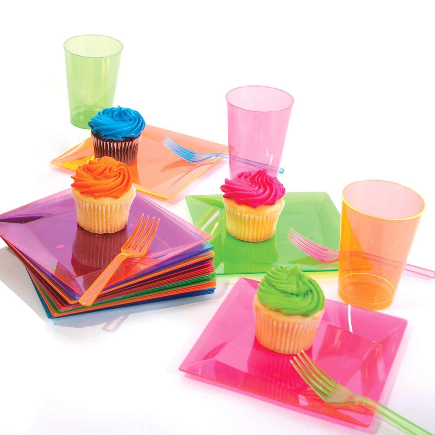 **25-Pack Neon Party Cups - 10 oz Hard Plastic Drinking Glasses for Parties, Events & BBQs - Durable Tall Tumblers for Beer, Soda & Cocktails**