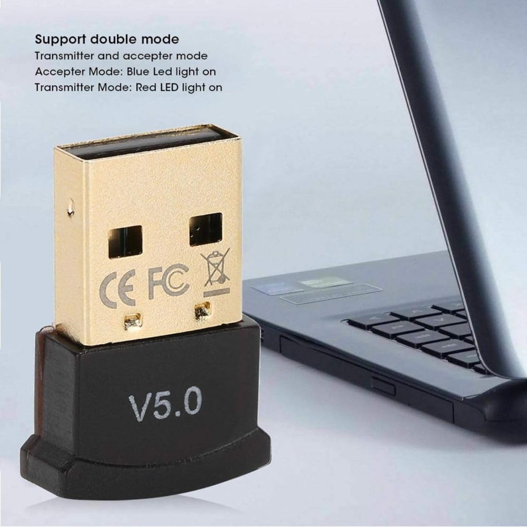 Nano USB Bluetooth 5.0 Adapter for PC Laptop - Wireless Audio & Device Connector for Windows 10/8/7