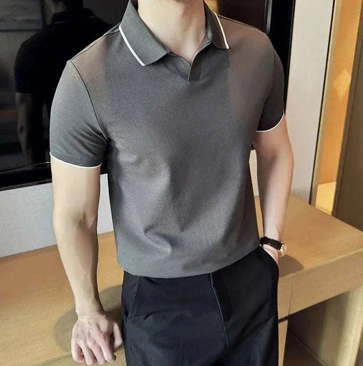 British Slim Fit Summer Polo Shirt for Men - Breathable Cotton Casual Short Sleeve Tee - Perfect for Golf, Office & Outdoor Activities