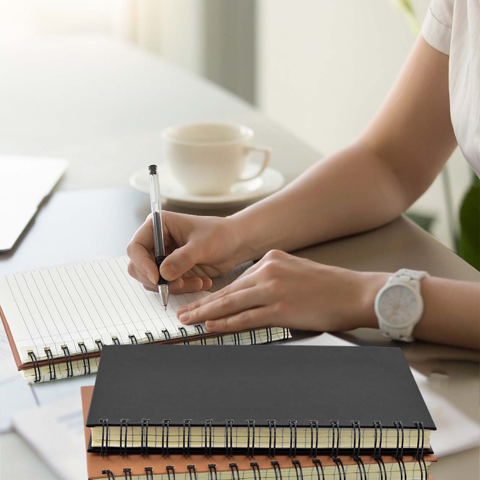 Coopay 4-Pack A5 Hardcover Spiral Notebooks - College Ruled Journals with Removable Dividers for School, Office & Business (8.3