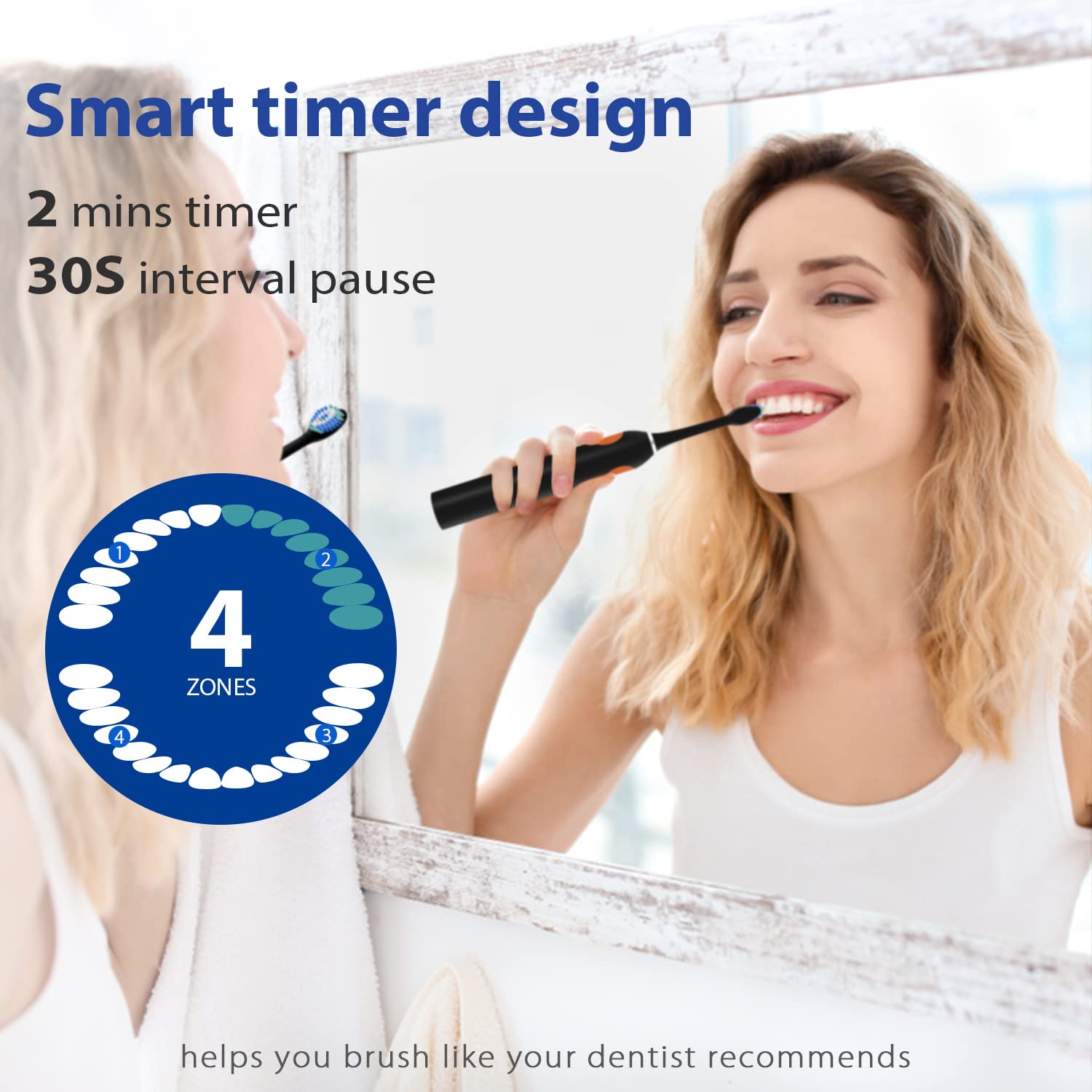 MySmile Rechargeable Electric Toothbrush for Adults - Sonic Toothbrush with 6 Brush Heads, Travel Case, 5 Cleaning Modes & Smart Timer (48,000 VPM) - 10X More Powerful Than Manual Toothbrush - Perfect for Travel, Home & Daily Oral Care