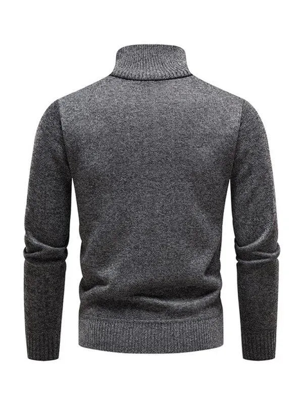 Men's Stand-Up Collar Patchwork Zipper Turtleneck Sweater - Winter Fashion for Casual & Business Wear