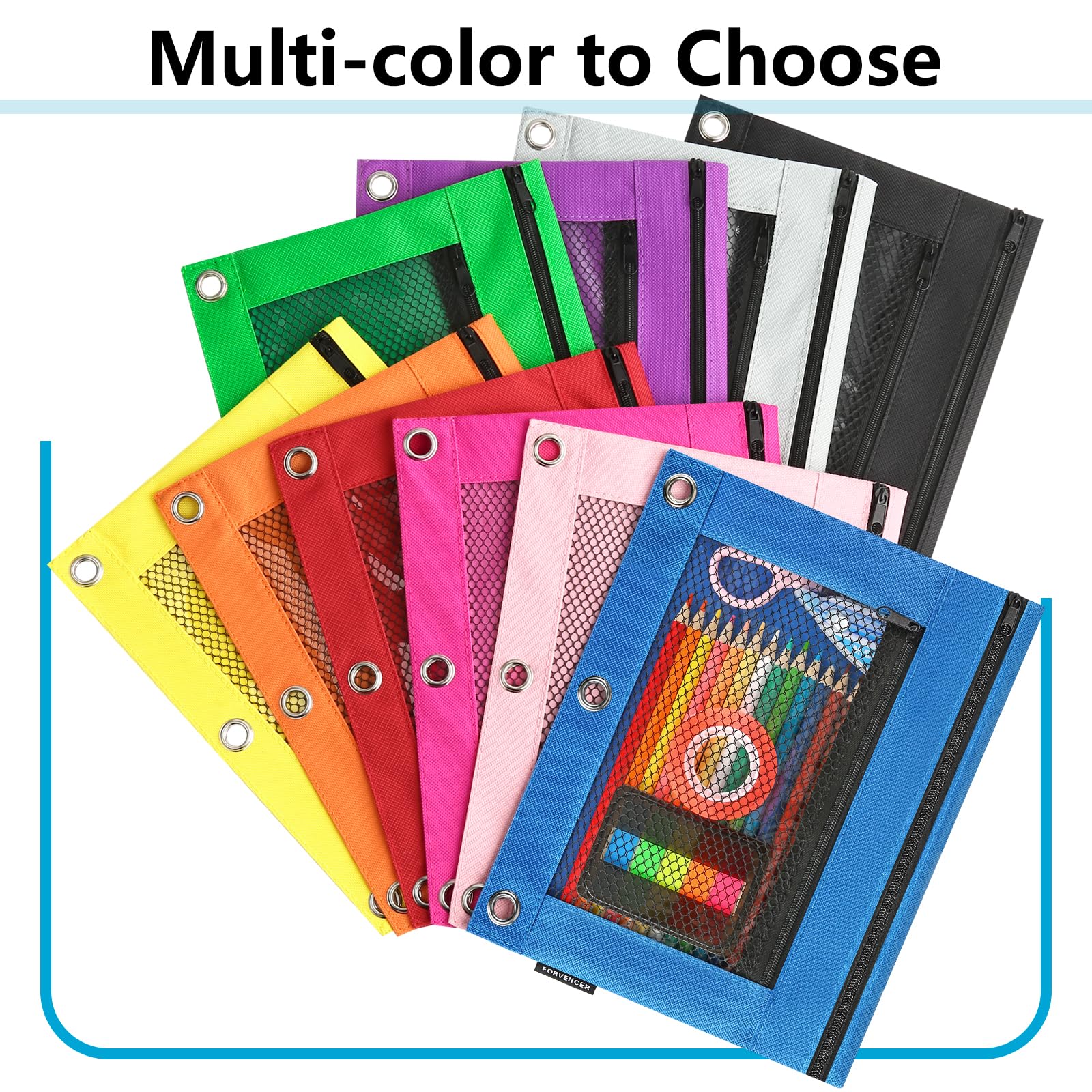 Adorable Zipper Pencil Pouch for 3 Ring Binder - Cute & Sturdy School Supplies with Smooth Zippers - Perfect for Students, Back to School, Office & Travel Organization (Red)