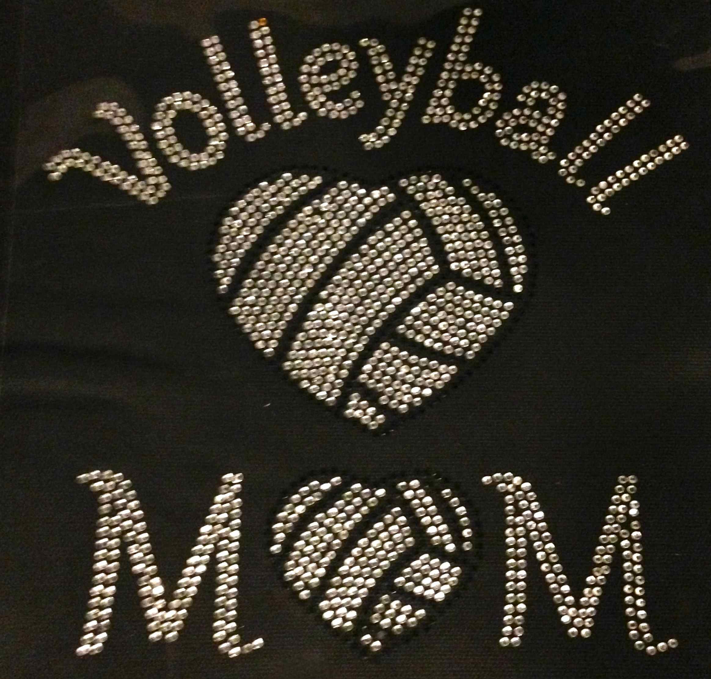 Volleyball Mom Heart Shape Rhinestone Iron-On Transfer - Perfect for Team Jerseys, T-Shirts, and DIY Sports Apparel