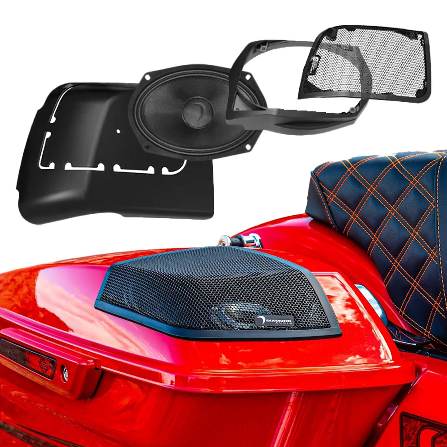 2014-2023 Harley Davidson® Cut In Lid Kit with MS69NEO 4Ω Speakers - Premium Motorcycle Audio Upgrade for Touring & Road Glide Models - Perfect for Long Rides & Highway Cruising