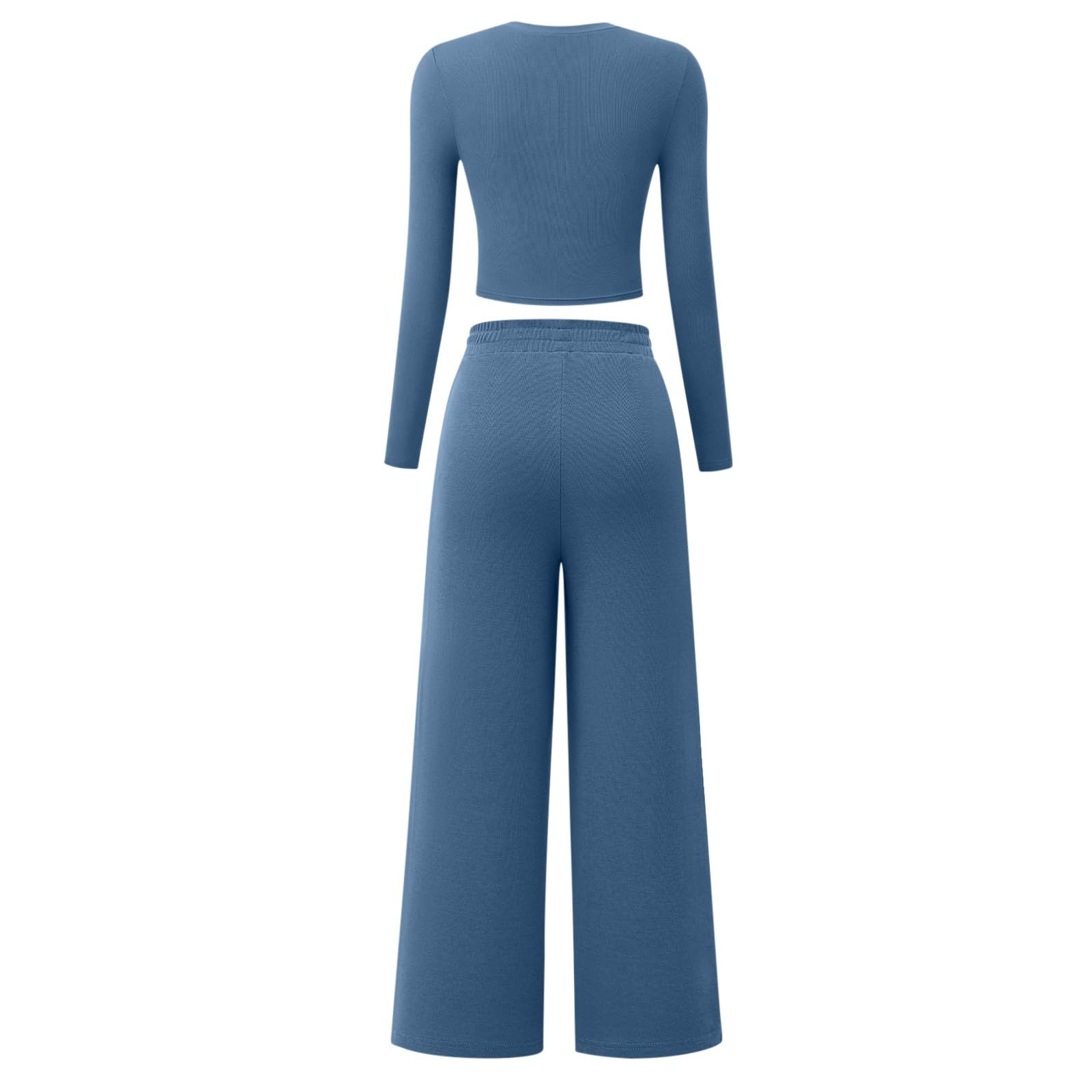 Sexy Women's Two Piece Sets - Long Sleeve Crop Top & High Waist Wide Leg Pants | Lounge Wear, Yoga Outfits, Workout Tracksuits | Perfect for Gym, Home Comfort & Street Style Fashion