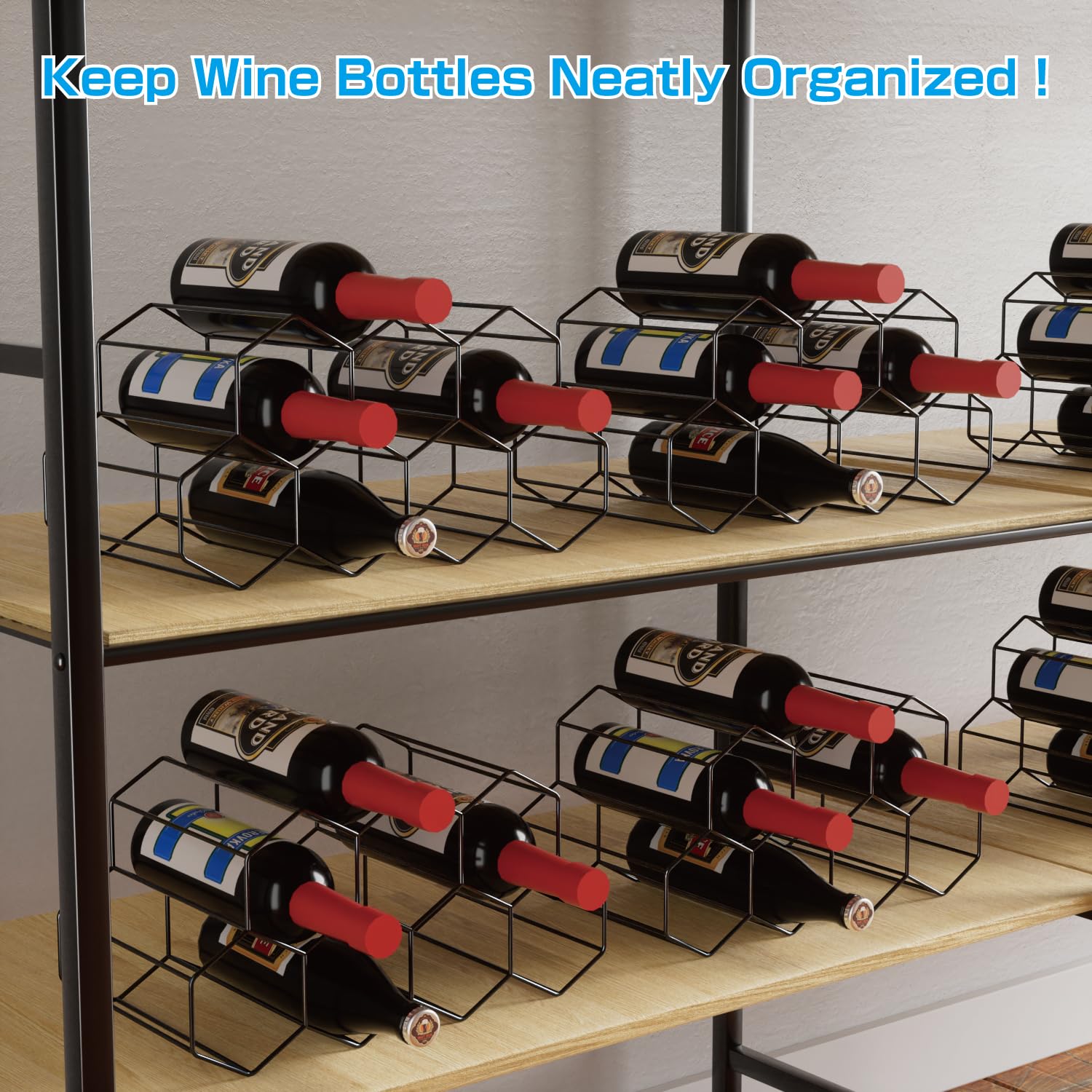 Buruis 9-Bottle Countertop Wine Rack - Honeycomb Metal Wine Holder & Organizer for Red & White Wines - Space-Saving Kitchen, Bar & Dining Room Essential (Black) - Perfect for Home Entertaining & Wine Storage