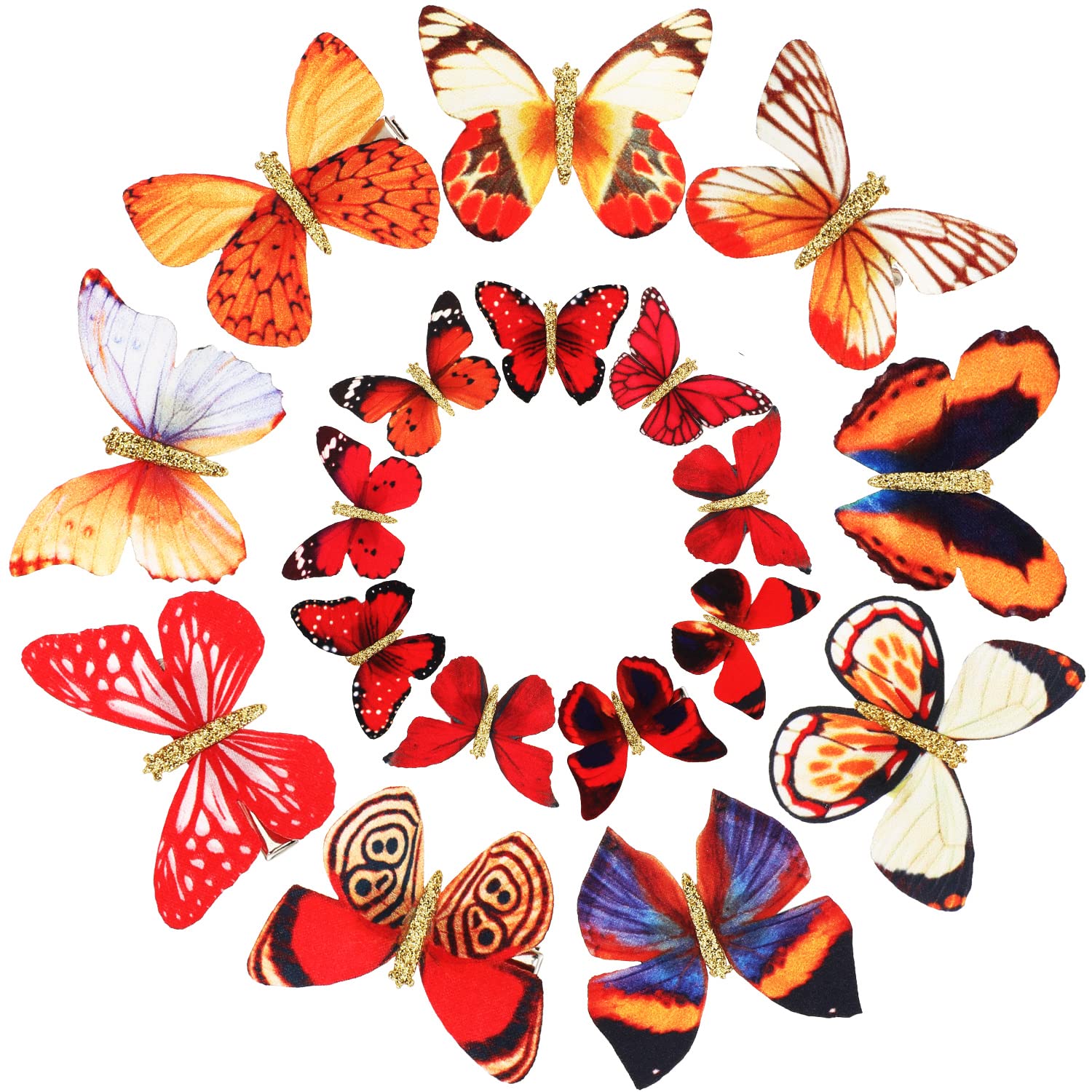 18PCS Glitter Butterfly Hair Clips for Women Girls Teens - Shiny Hair Accessories for Parties, Weddings, School & Daily Use