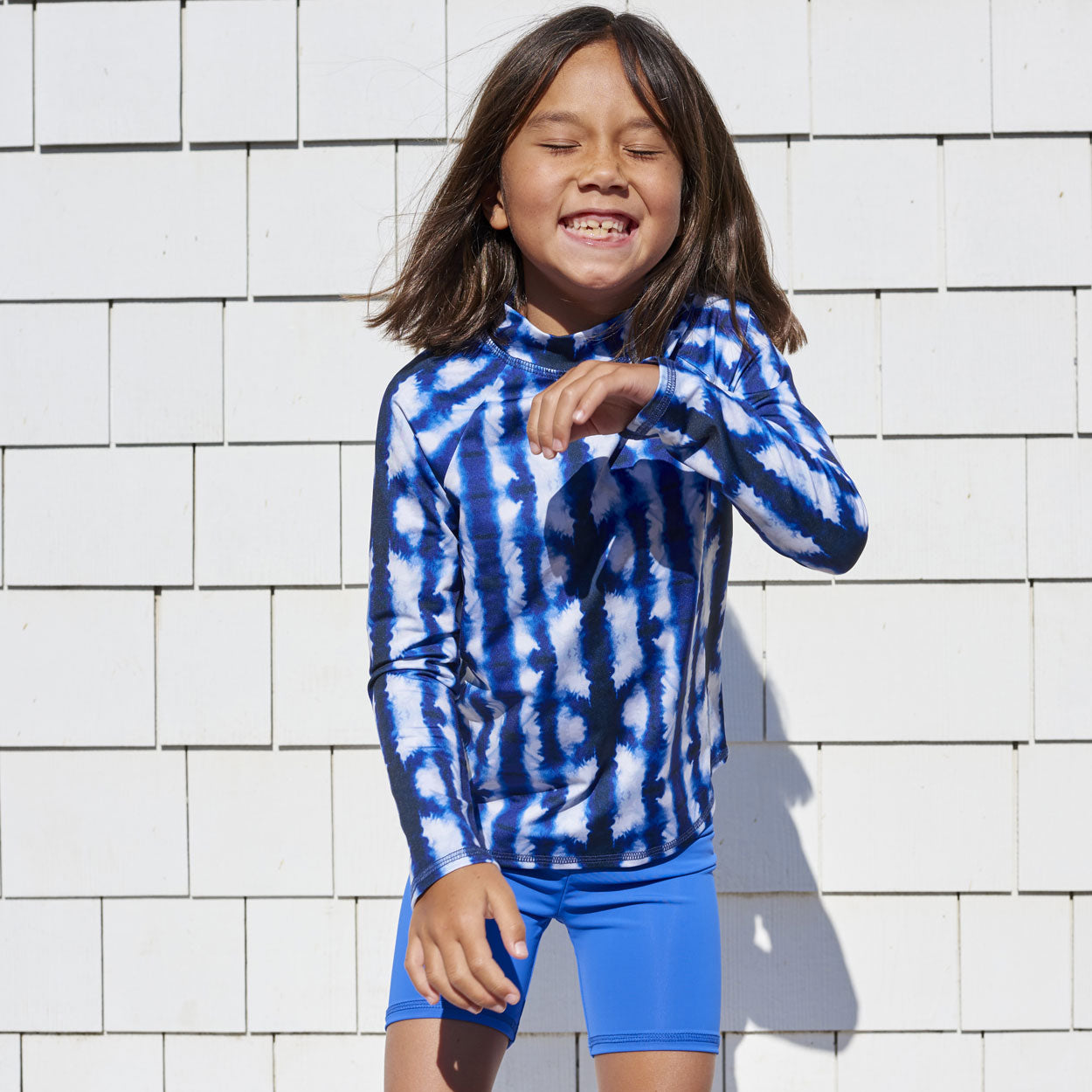 Kids UPF 50+ Shibori Tie-Dye Long Sleeve Rash Guard Top - Sun Protection Swim Shirt for Beach, Pool & Water Sports