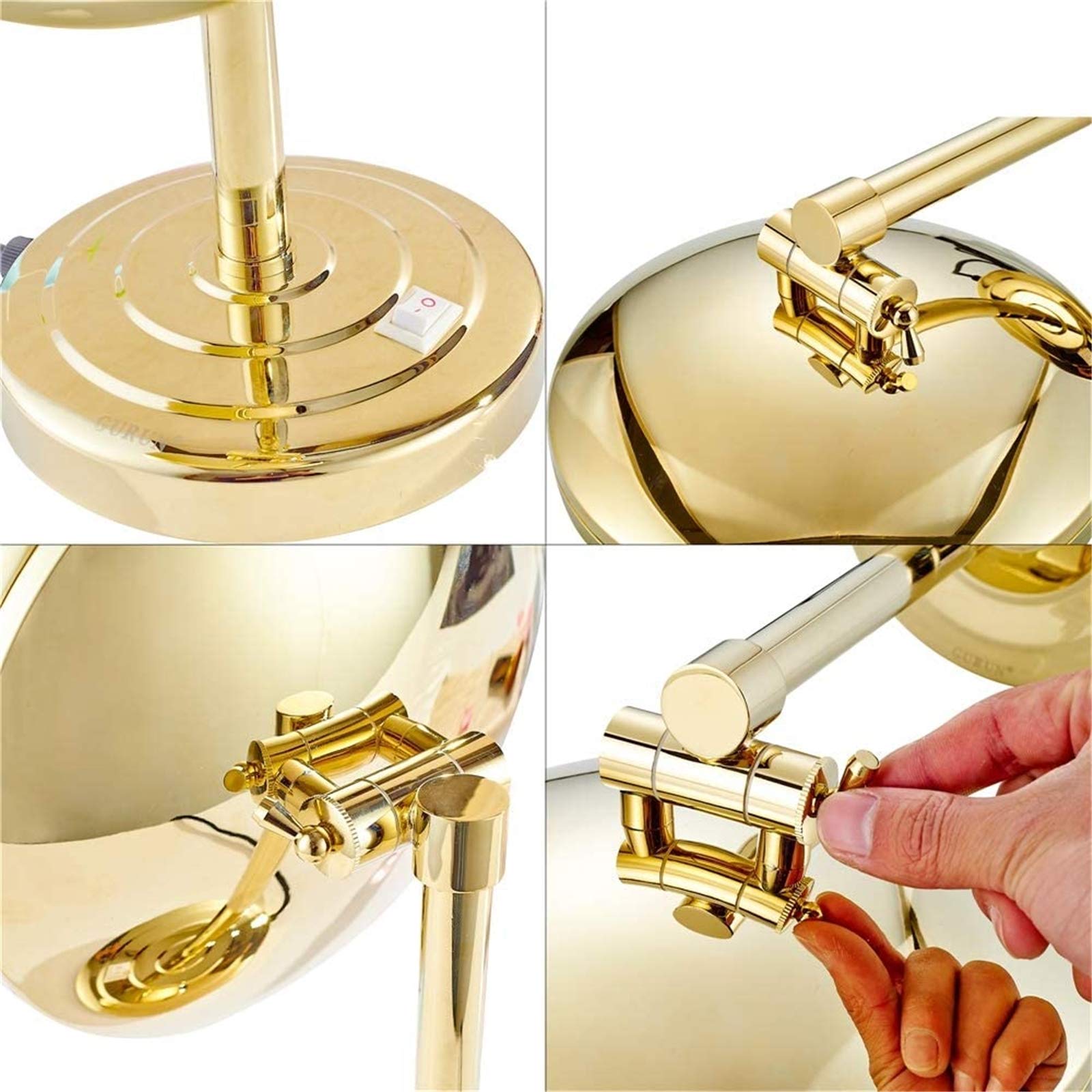 8 Inch Gold Standing LED Makeup Mirror with Light - 3X/5X/7X/10X Magnification, Brass Countertop Vanity Mirror with Touch Switch & Plug - Perfect for Shaving, Cosmetics & Grooming