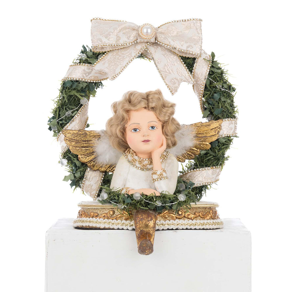 Bells of Brilliance Angel Stocking Holder - Elegant Christmas Fireplace Decor by Katherine's Collection - Perfect for Holiday Mantel Decorations & Festive Home Styling