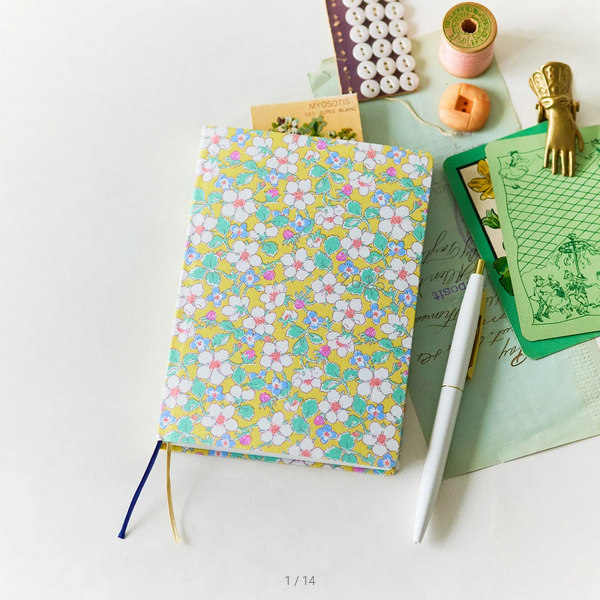 Hobonichi Techo 2025 Planner - Liberty Fabrics Paysanne Blossom HON A6 Size Daily Journal | January Start Monday Layout | English Edition | Perfect for Work, School & Personal Organization