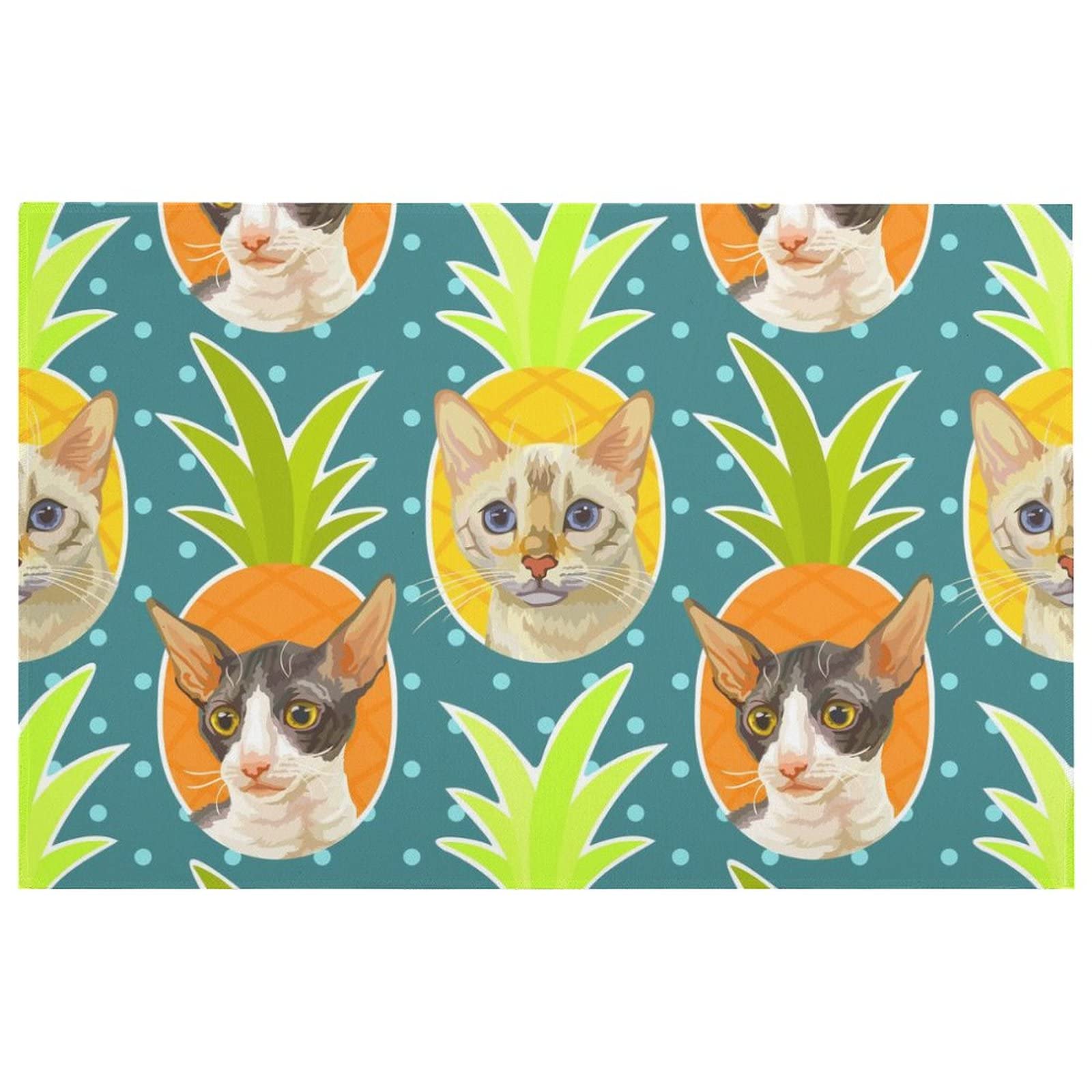 Pineapple Cat Door Bath Rug - Super Soft Non-Slip Crystal Velvet Bath Mat (23.6