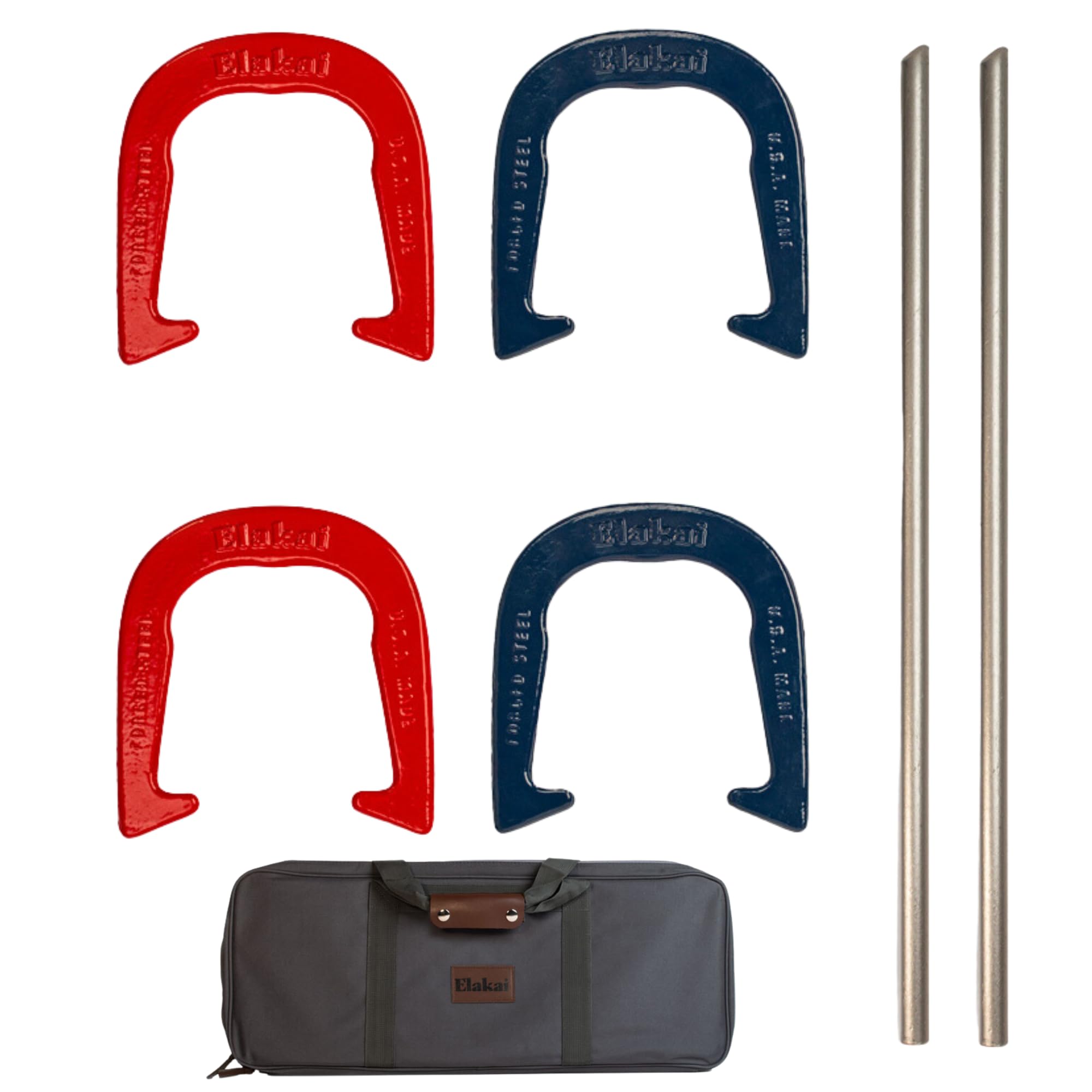 Elakai Outdoor Horseshoes Game Set for Adults & Family - Fun Beach, Backyard, Camping & Picnic Activities - Perfect for Parties, BBQs & Tailgating