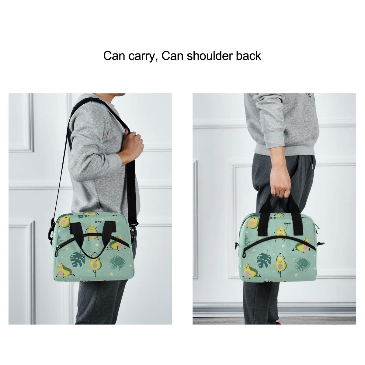 ALAZA Green Avocado Insulated Lunch Bag for Women - Leakproof Crossbody Lunch Tote with Adjustable Shoulder Strap - Perfect Lunch Box Purse & Cooler Bag for Work, School, Nursing & Teaching Professionals - Ideal for Office, Hospital, Classroom & Outdoor Activities