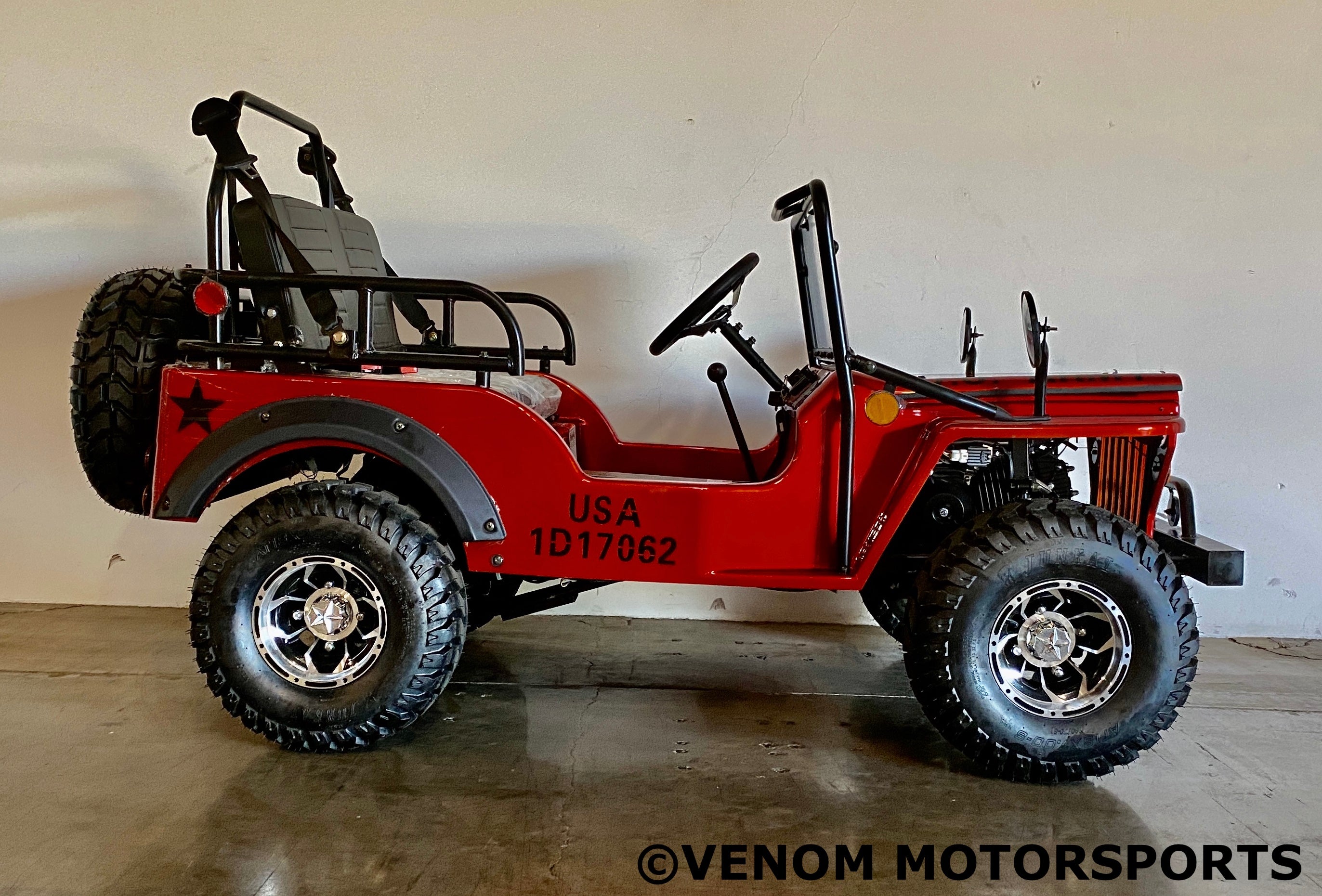 Venom Mini Jeep 125cc 2-Seater Off-Road Vehicle - Willys Edition with 3-Speed Transmission | Perfect for Kids & Adults, Backyard Adventure, Camping & Trail Riding