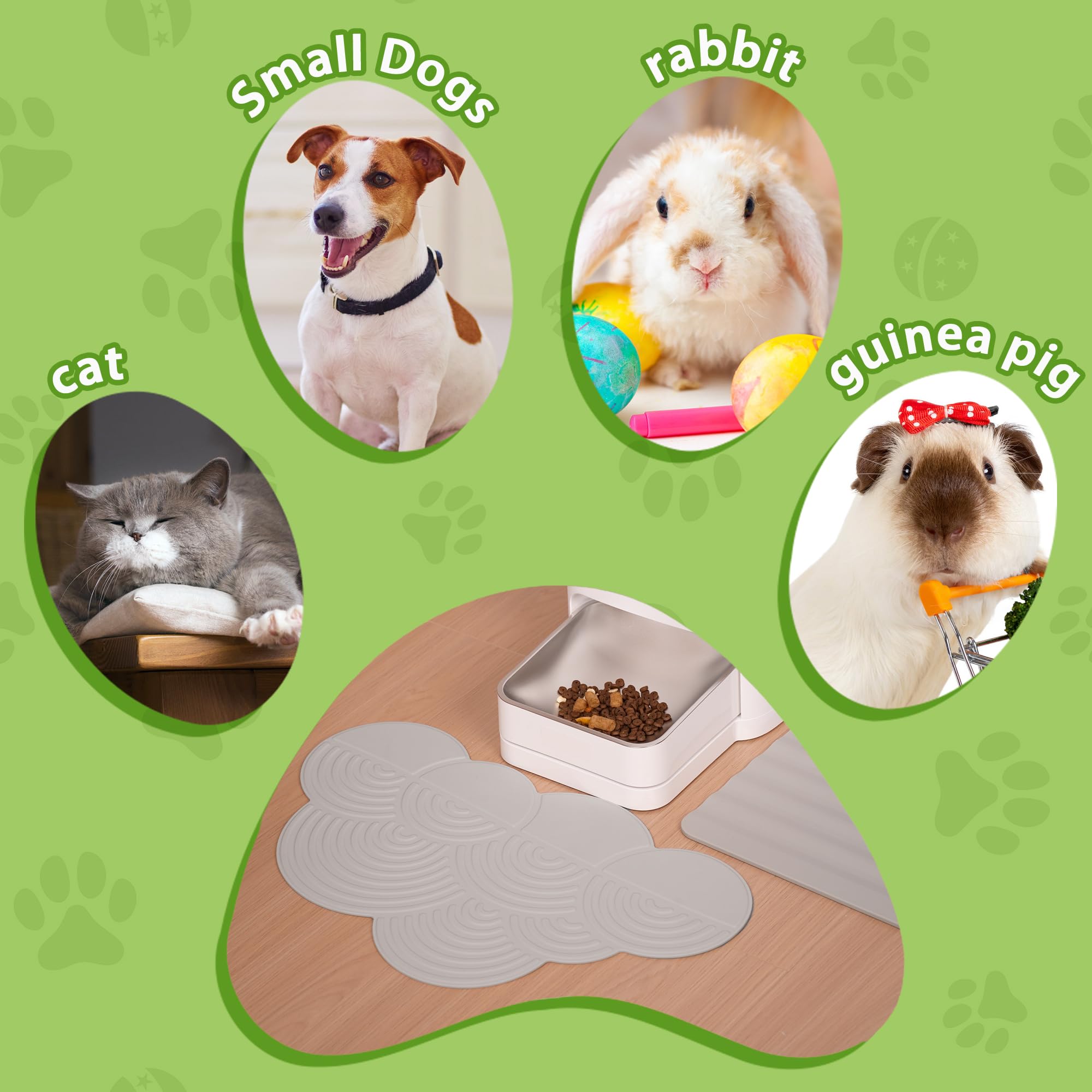 Li&Zhao Waterproof Pet Food Mat - Non-Slip Dog & Cat Feeding Mat, Durable Bowl Placemat for Floors, Easy Clean Spill-Proof Pet Dining Mat (Grey) - Perfect for Messy Eaters & Kitchen Floor Protection