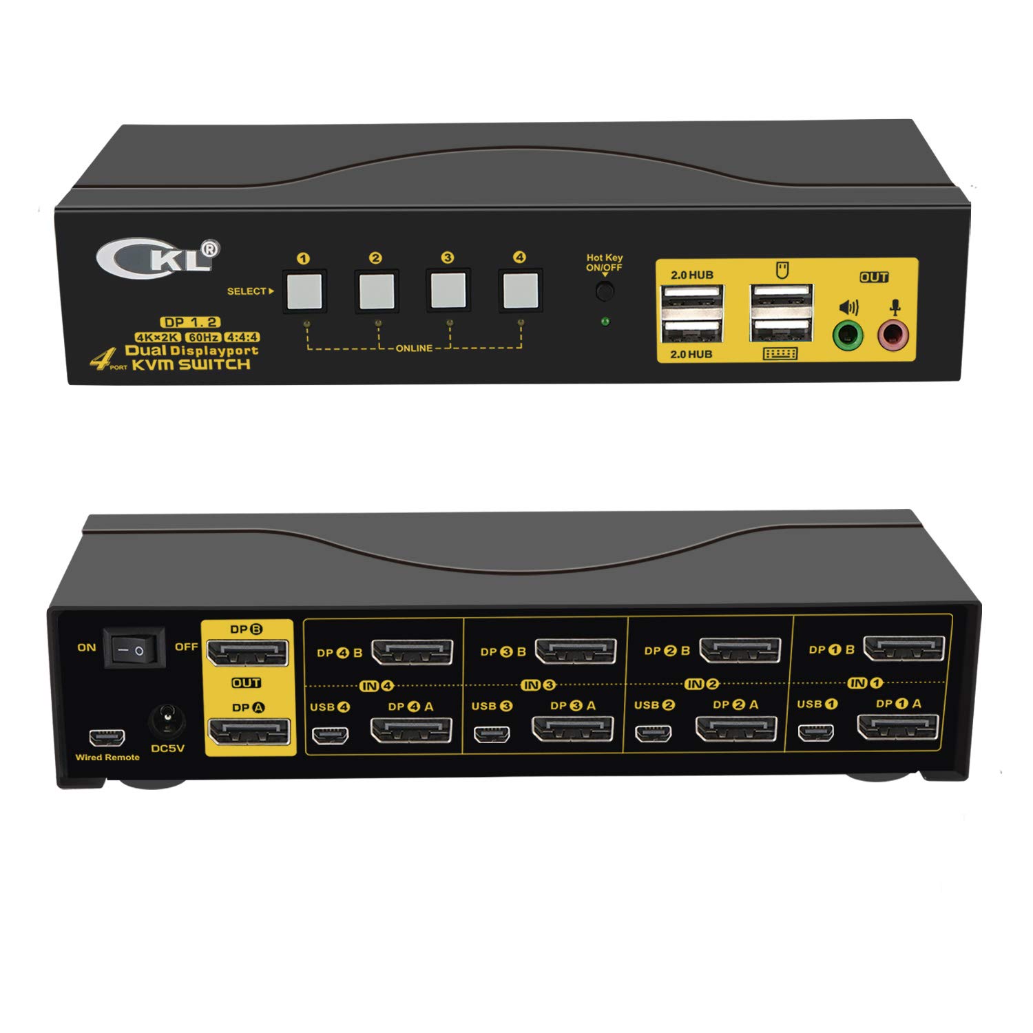 4K 60Hz Dual Monitor KVM Switch with 4 Ports & USB 2.0 Hub - Control 4 Computers on 2 Displays | Perfect for Home Office, Gaming & Multi-Tasking Workstations