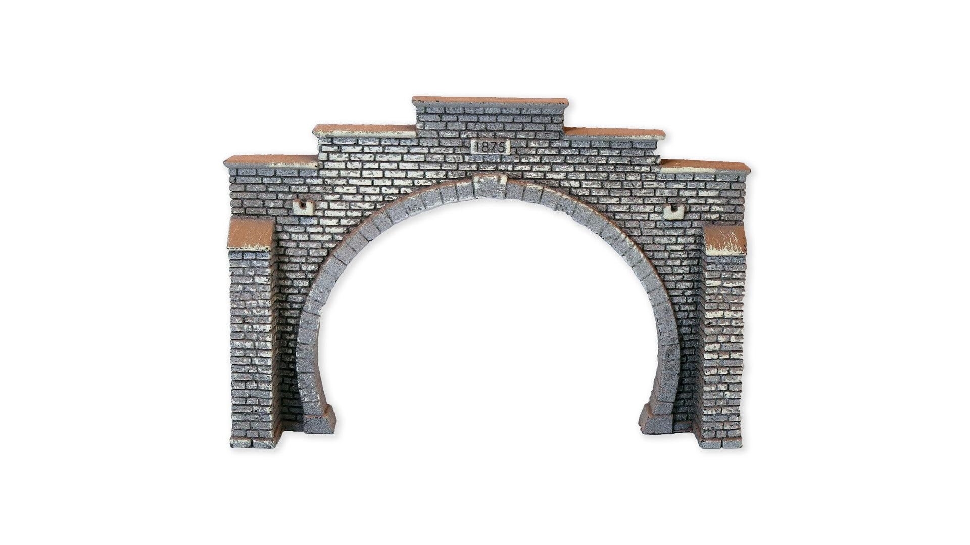 Noch 34852 Double Gray N Scale Model Train Tunnel Portal Kit - 12.3 x 8.5 cm for Model Railroad Scenery & Layouts