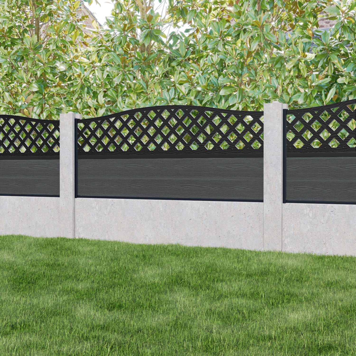 Classic High Wave Fence Panel - Dark Grey - Fits Existing Concrete Posts - Perfect for Backyard Privacy, Garden Borders & Property Security