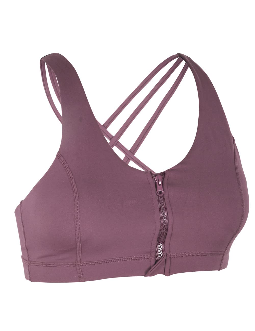 Coastal Rose Women's Zip Front Sports Bra - Criss Cross Yoga Workout Top for Running, Gym & Fitness Training - Breathable Support for Active Lifestyles