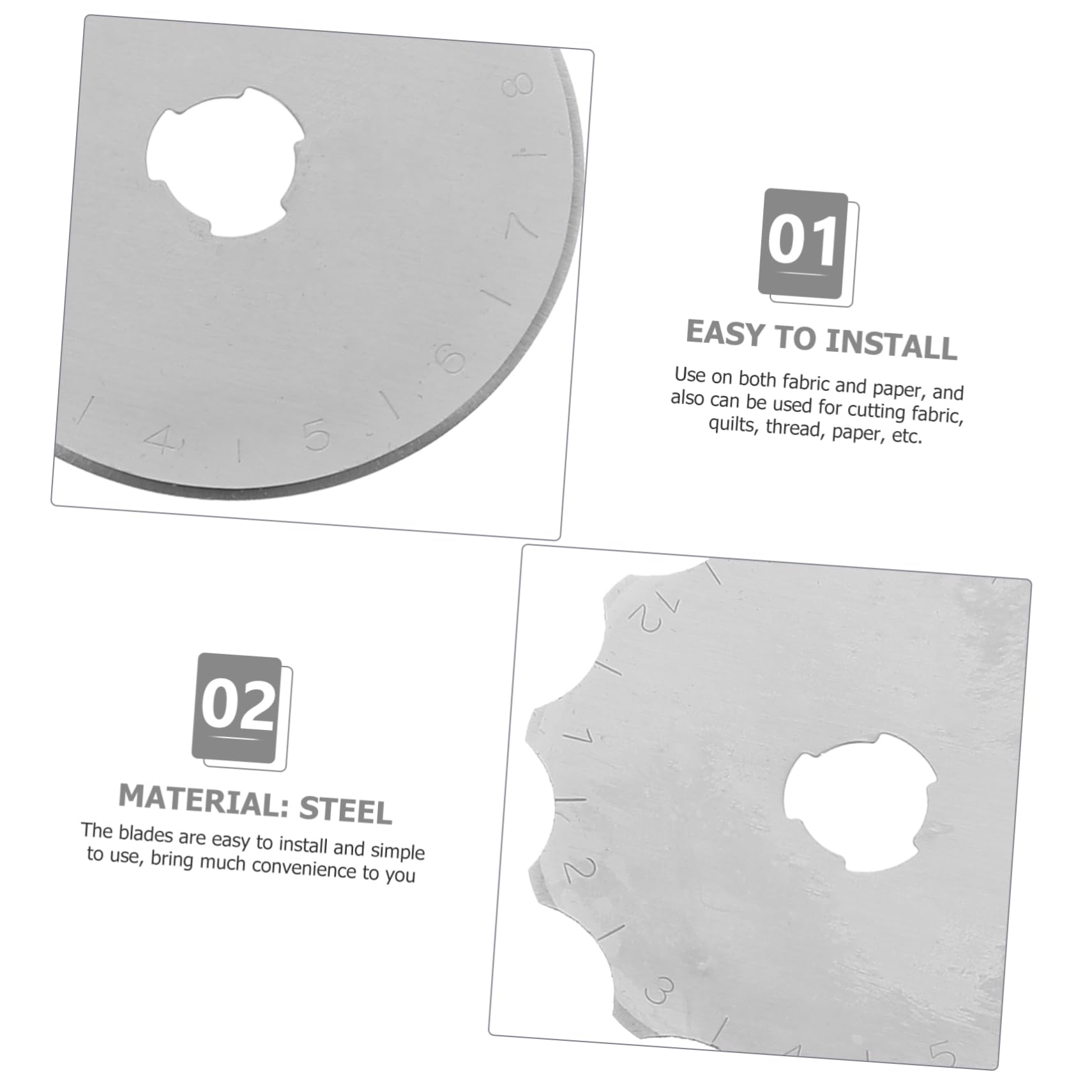 Ciieeo 10Pcs Rotary Cutter Blades - Premium Replacement Blades for Fabric Cutting, Quilting & Scrapbooking - Compatible with Most Rotary Cutters - Perfect for DIY Crafts, Sewing Projects & Paper Cutting