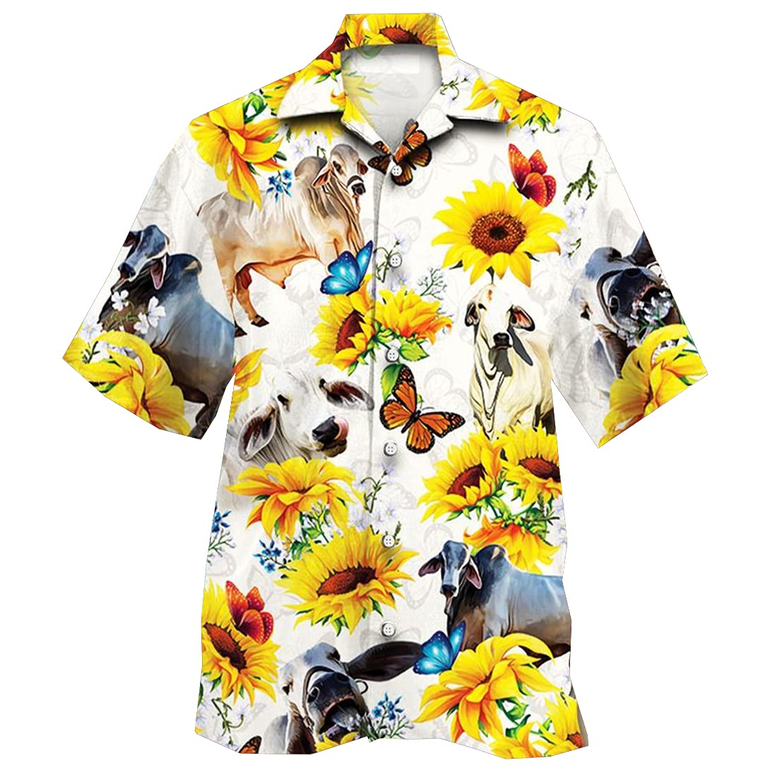 Stylish Sunflower Hawaiian Shirts for Men & Women - Vintage Farm Button Down Short Sleeve Shirt Set of 24 | Perfect for Beach Vacation, Summer Party & Tropical Getaway