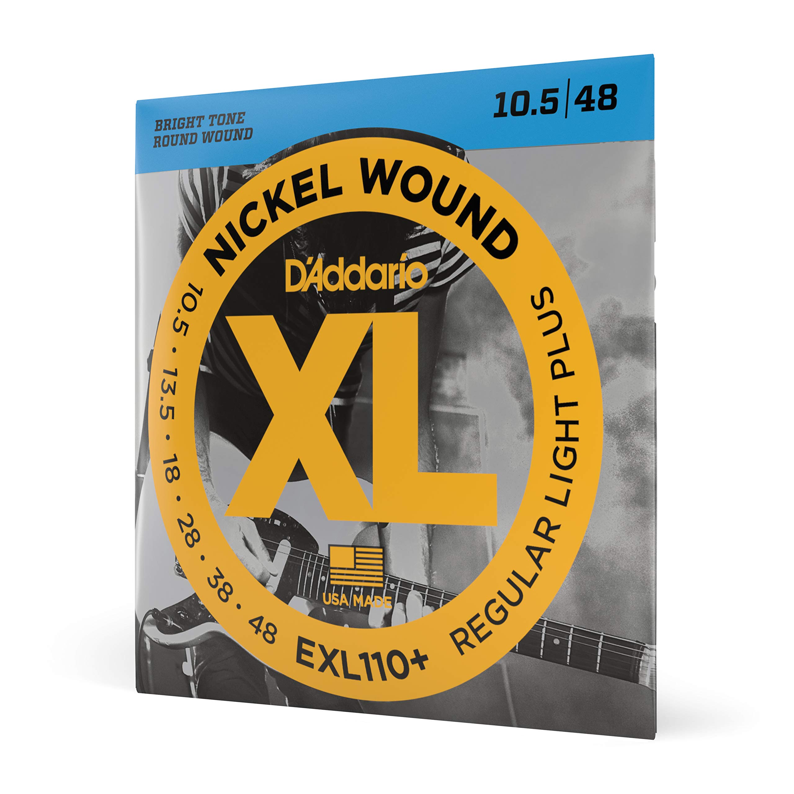 D'Addario EXL110+ XL Nickel Electric Guitar Strings - 10.5-48 Regular Light Plus - Perfect Intonation, Consistent Feel & Long-Lasting Durability for 6-String Guitars - Ideal for Rock, Blues & Studio Recording