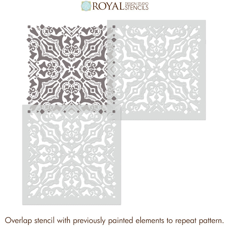 Rosa Tile Stencil - Reusable DIY Tile Painting Template for Floral Patterns - Perfect for Bathroom, Kitchen Backsplash & Home Decor Projects
