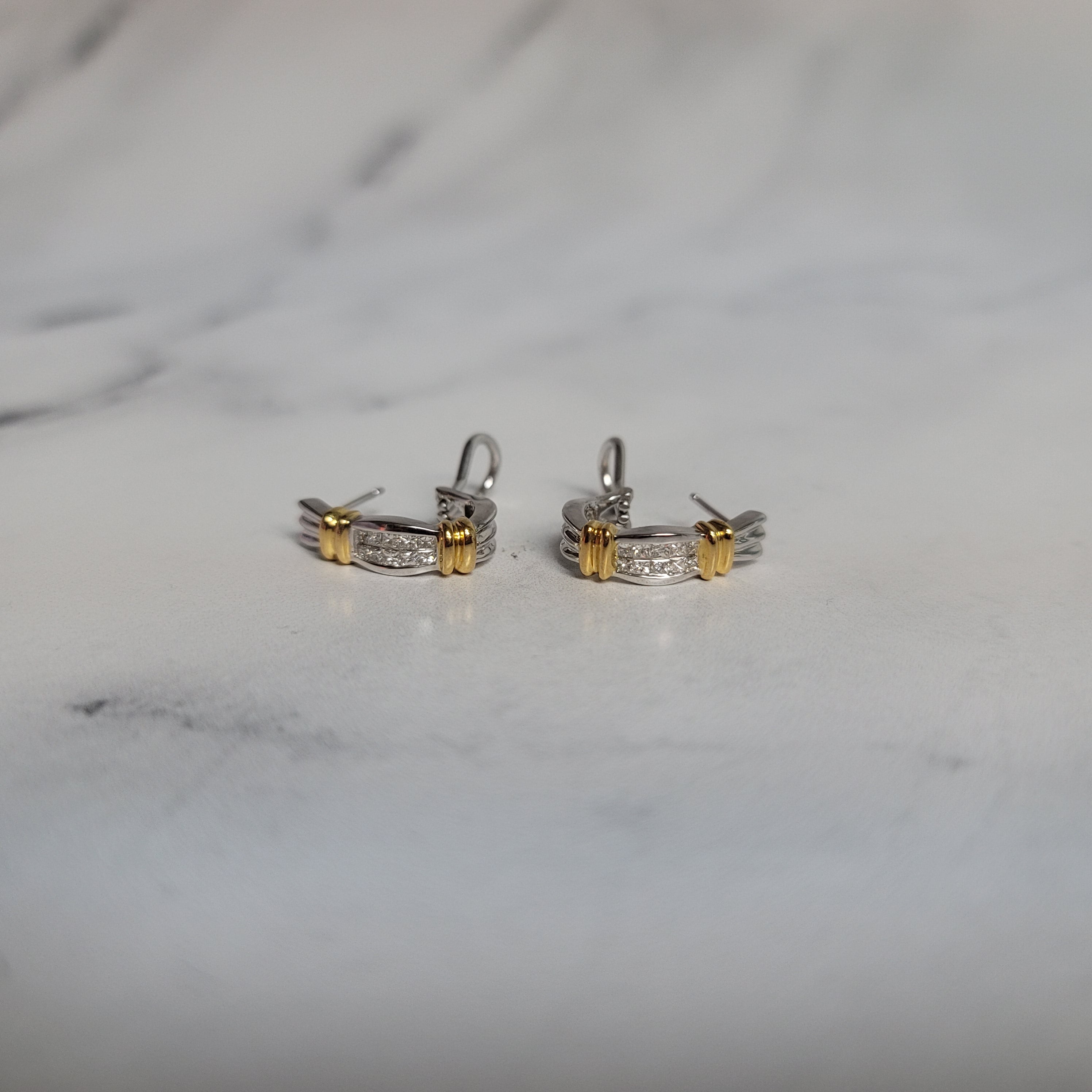 14K Two-Tone Gold Diamond Clip-On Earrings 0.55cttw - Elegant & Comfortable Non-Pierced Ear Jewelry for Parties, Weddings & Special Occasions