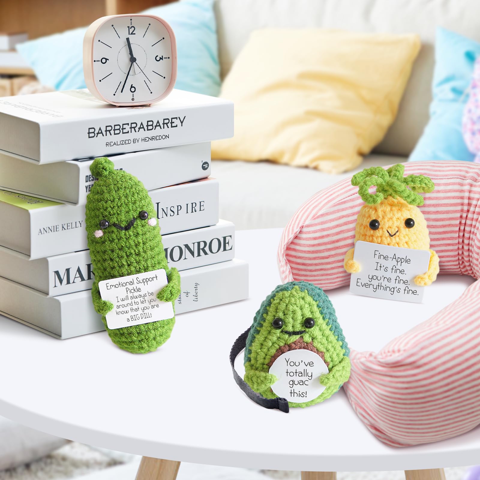 3PCS Handmade Crochet Cucumber Doll - Stress Relief Gift for Office & Home Decor