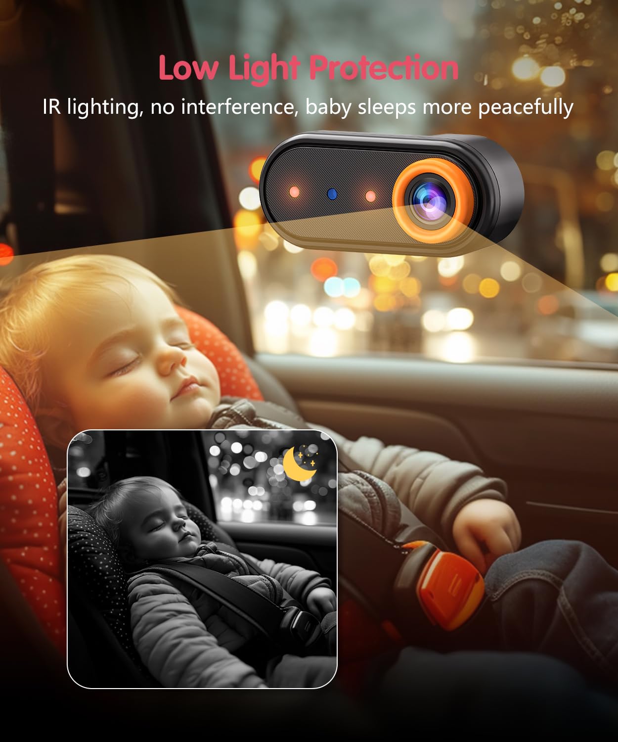 Dual Channel Baby Car Camera for 2 Kids - 7.2