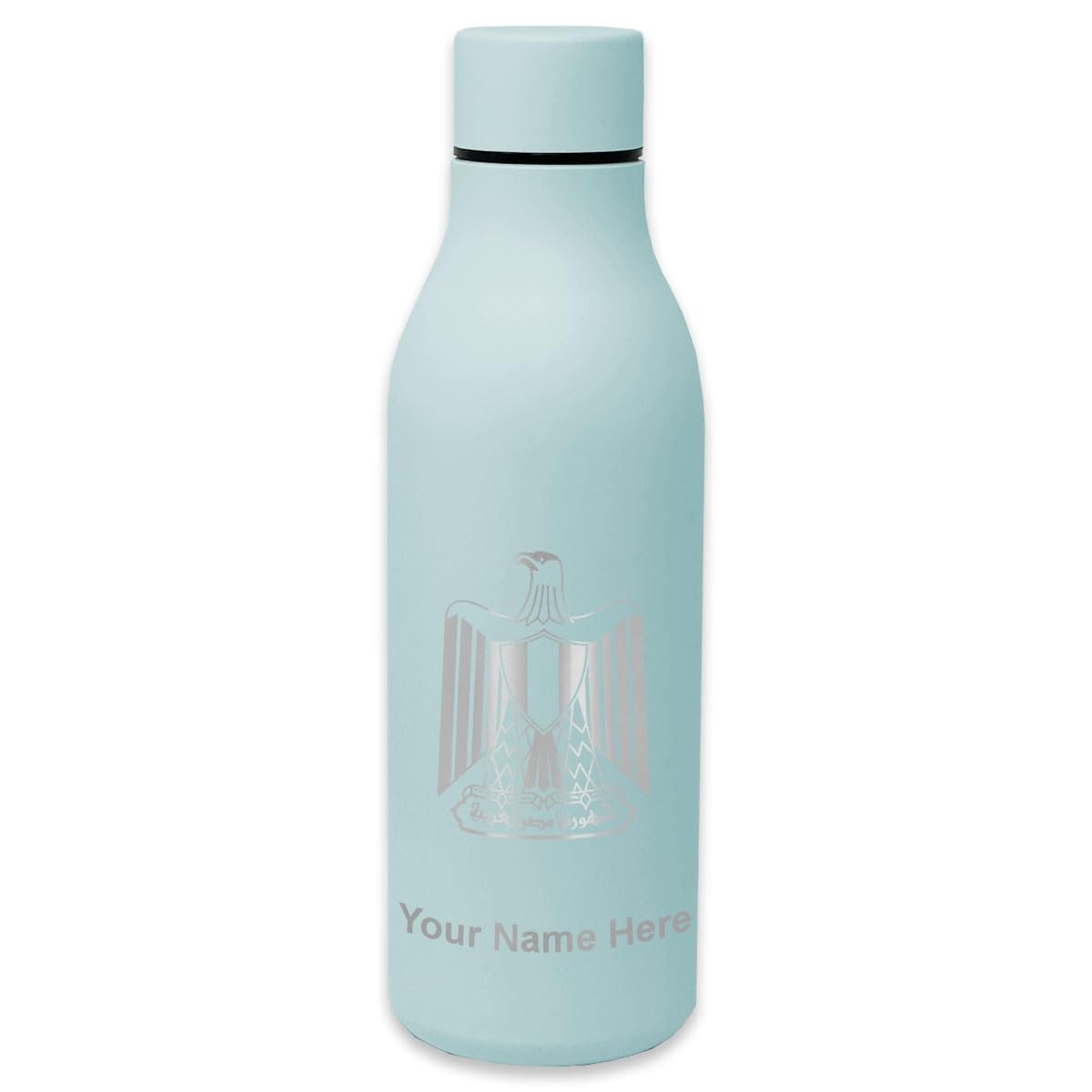 LaserGram Double Wall Insulated Stainless Steel Water Bottle with Egyptian Flag Design - Personalized Engraving - Perfect for Travel, Gym & Outdoor Activities