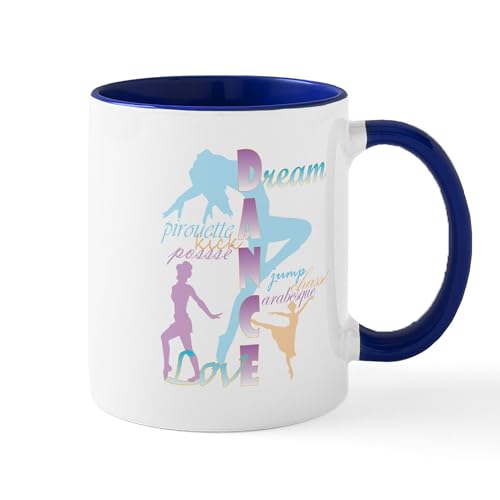 White/Navy Inside - Dream Dance Love Mugs