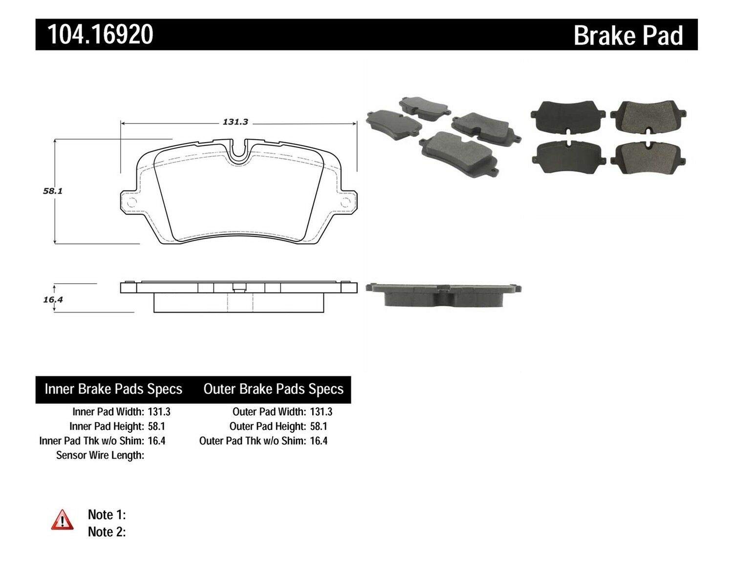 High-Performance Centric 104.16920 Brake Pads - Premium Quality for Smooth & Safe Stopping - Perfect for Daily Commuting, Highway Driving & Heavy-Duty Vehicles