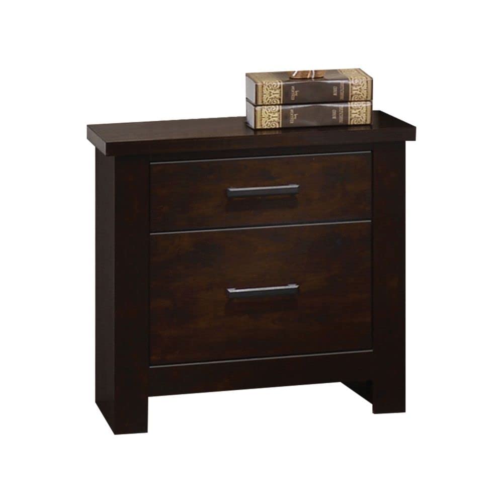 Simple Relax 2-Drawer Nightstand, Solid Mahogany Wood Bedside Table with Smooth Gliding Drawers - Perfect for Bedroom, Guest Room or Dormitory Storage