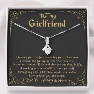 Custom Love Knot Necklace for Girlfriend - Gift with Message Card & Box for Anniversary